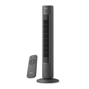 "Philips tower fan with remote control in grey color"