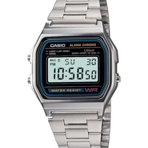 Casio Vintage A-158WA-1Q Digital Grey Dial Unisex Watch Silver Metal Strap (D011)