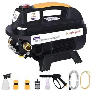 Asian Paints TruCare 1500W pressure washer showing product dimensions 31 cm length and 20 cm height.